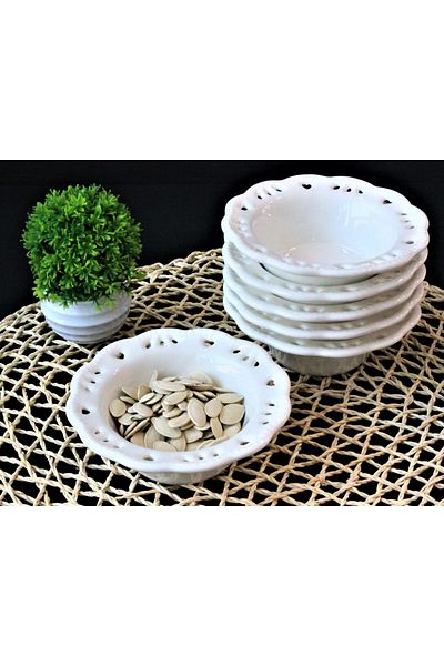 Ün-Ev Ceramic 6-Piece Round Bowl Lace Model
