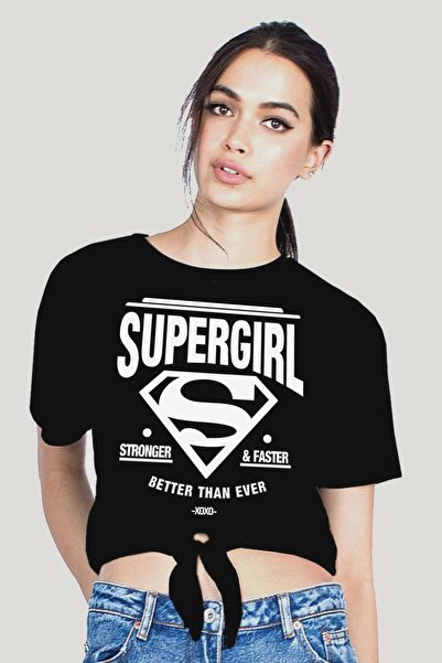 ROCKANDROLL Süperabla Black Cut Skraćeni kroj Ball Tied Ženske T-shirt 1M1TW1...