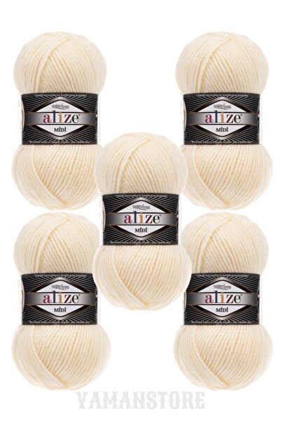 Alize Superlana Midi 5 bucăți Yumak 01 crem deschis, vestă, pulover, ață de t...