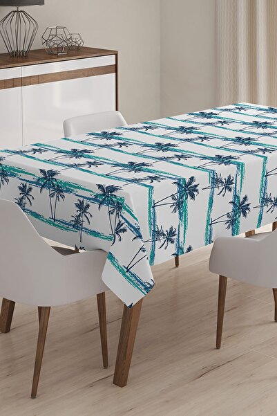 Realhomes مفرش طاولة ثلاثي الأبعاد مطبوع رقميًا مع صورة شجرة النخيل الحديثة -...