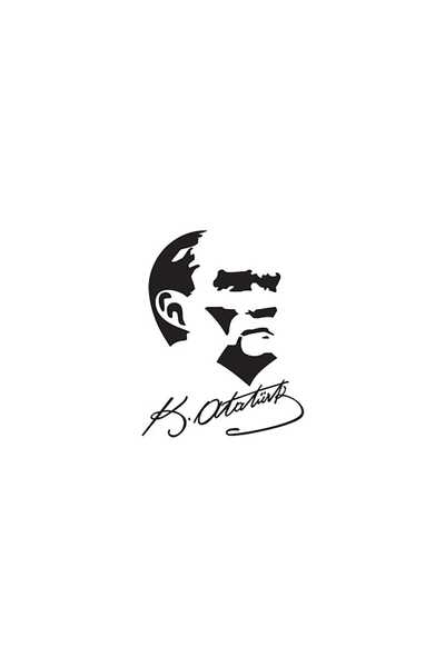 TSC Autographed Atatürk Silhouette Auto Sticker 15 cm x 19 cm