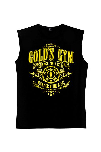 ROCKANDROLL Golds Gym Μαύρο κομμένο μανίκι |   Αμάνικο μπλουζάκι |   Αθλητής