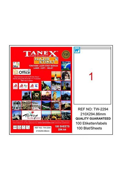 Tanex Tw-2294 210x294,86mm Etichetă laser fluorescentă verde 100 buc.