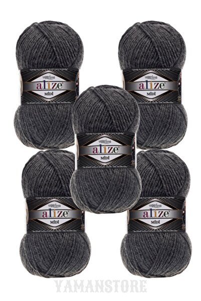 Alize Superlana Midi 5 bucăți Yumak 182 Gri mediu Melange Vesta eșarfă Pulove...