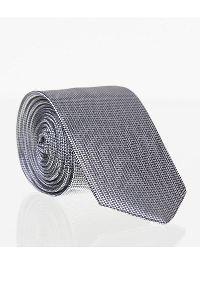 Gaffy Γκρι Slim Fit μονόχρωμη υφαντή γραβάτα // Ddk-24
