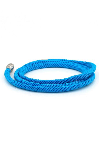 Solfera Men's Three Sira Wrapped Metal Micnatis Blue Knitted Rope Bracelet Bt584