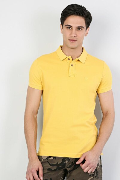 Colin's Slim Fit Polo Collar Men's Saffron Polo Short Sleeve