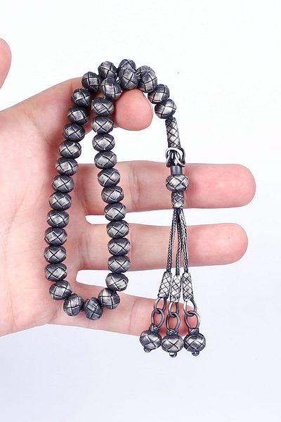 TESBİHCİBABA Small Size Antique Model Hand Knitted Kazaz Rosary Tb1560