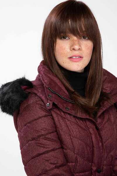 DeFacto Kadın Bordo Suni Kürk Detaylı Şişme Mont I8683AZ.18WN.BR115