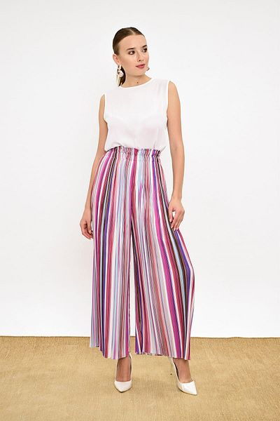 Bym Fashion Γυναικείο παντελόνι καφέ ριγέ 204