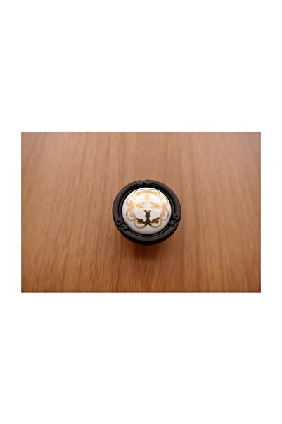 Azimkar Hırdavat Porselen Kulp Yeni Zarif Mat Siyah Yaldız Düğme