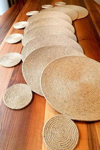 Homever 36cm Jute American Service Supla Coaster Set - Round Wicker Rope (2 Pcs)