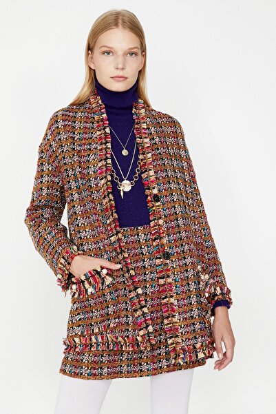 Koton Дамско кафяво палто с шарки 9KAK58006PW