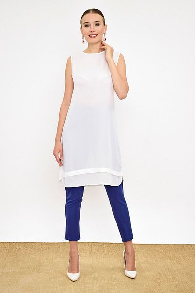 Bym Fashion Women's White Short Fringe Tunic 2340