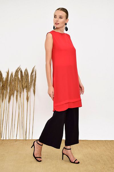 Bym Fashion Women's Red Short Fringe Tunic 2340