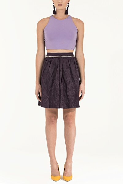 SOCIETA Kadın Beli Metal Aksesuarlı Balon Etek Mor 80692