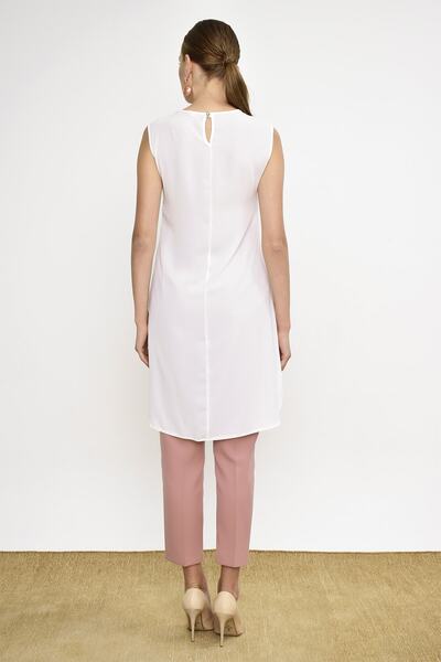 Bym Fashion Women's White Short Fringe Tunic 2340