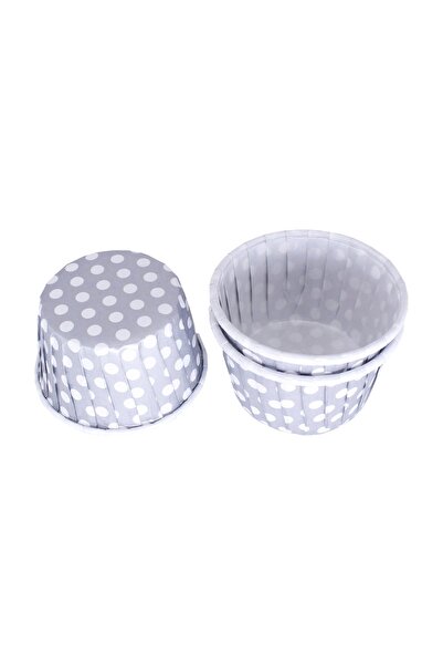TT Tahtakale Toptancıları Medium Size Cupcake Mold - 50*39 Mm, Polka Dot Silv...
