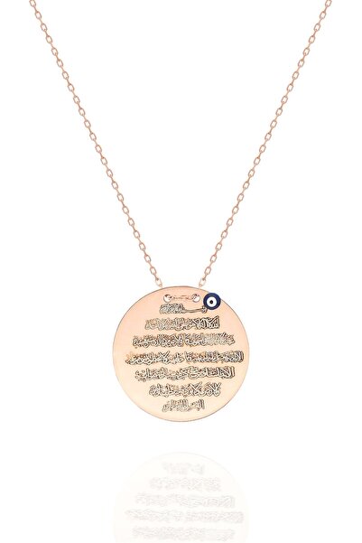 Nereze 925 Ayar Plaka Ayetel Kürsi Kolye Kadın Gümüş Kolye