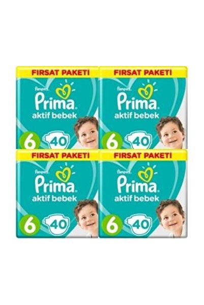 Prima Bebek Bezi 6 Beden 13-18 Kg 40 Adet 4'lü Paket 160 Adet