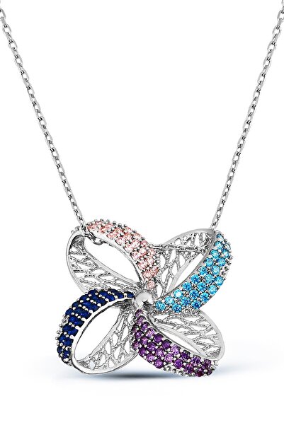 Argentum Concept Dört Yapraklı Tasarım Gümüş Çiçek Kolye