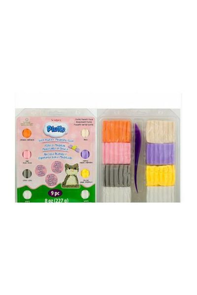 Sculpey Pluffy Pastel Polymer Clay Set 8 Colors + Accessory