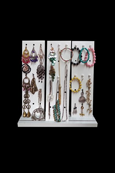 First Mobilya - Menekşe - Masaüstü Takı Organizatörü - Beyaz