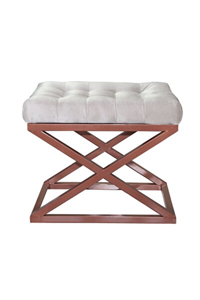 evodeko Bakır Çapraz Ayaklı Beyaz Puf