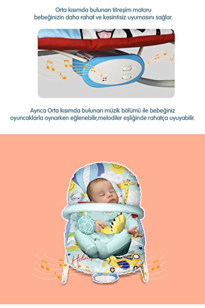NORFOLK Rhythm Titreşimli Ve Müzikli Ev Tipi Ana Kucağı - Tam Yatarlı - Ayarlı - Sevimli Hayvanlar