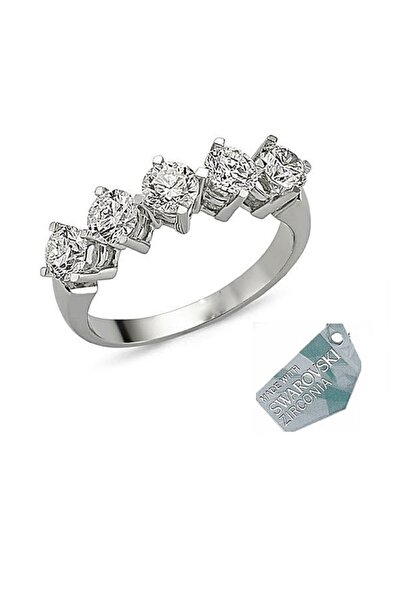 Söğütlü Silver Kadın Beş Taşlı Yüzük Beyaz-10 SGTL2852