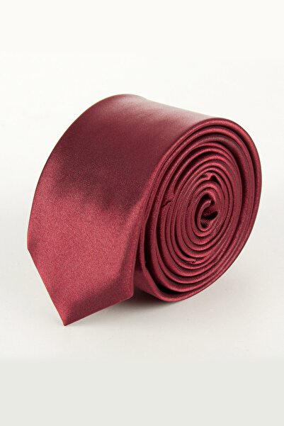 Zaim Aksesuar Claret Red Ανδρική μπορντό σατέν γραβάτα και μαντήλι 112