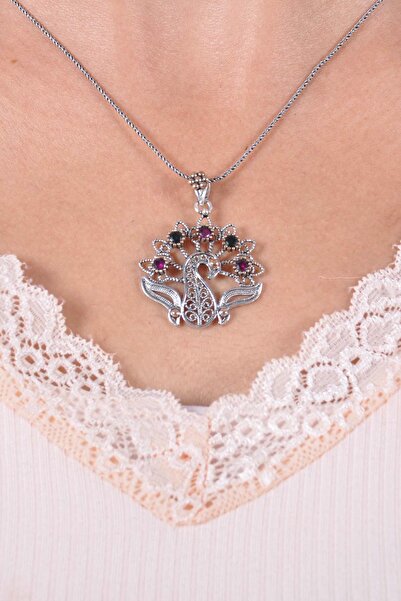 Midyat Nurtaş Gümüş Şahmeran Model Oksitli Telkari Gümüş Kolye MNG201013441