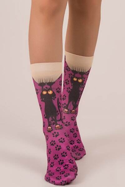 Ogobongo 01118 Kara Kedi Soket Çorap