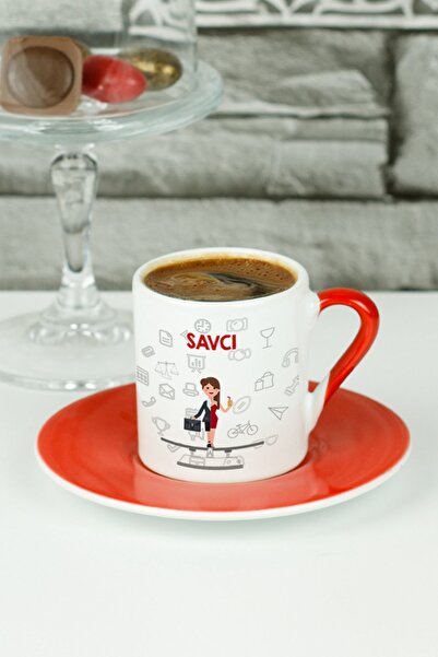 Hediyelen Savcı Türk Kahvesi Fincanı Kırmızı