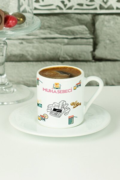 Hediyelen كوب قهوة تركي للمحاسب باللون الأبيض