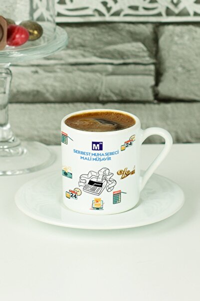 Hediyelen Serbest Muhasebeci Mali Müşavir Türk Kahvesi Fincanı Beyaz