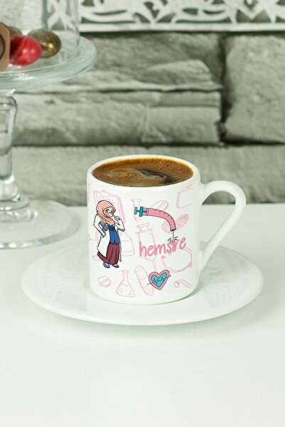 Hediyelen كوب قهوة تركي للممرضة باللون الأبيض