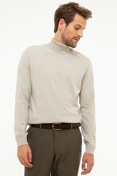 Pierre Cardin Ανδρικό πουλόβερ Sand Melange Slim Fit Basic Knitwear