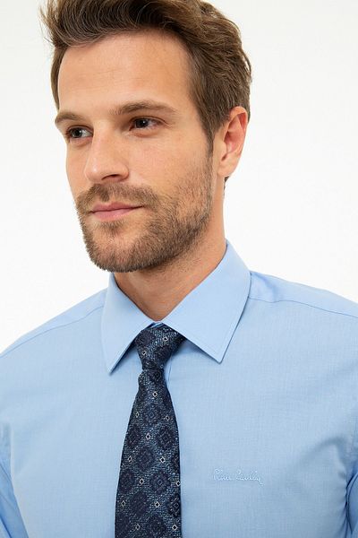 Pierre Cardin Μπλε Slim Fit Basic πουκάμισο