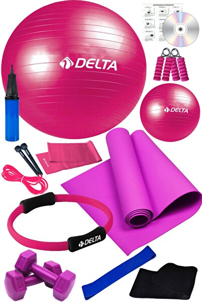 Delta 13 Lü Pilates Topu Seti Plates Minderi 1 Kg Dambıl Aerobik Latex Band Pilates Çemberi Set