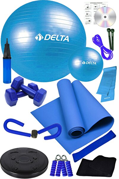 Delta 14 Lü Pilates Topu Seti Plates Minderi 1 Kg Dambıl Aerobik Band Thigh Master Kelebek