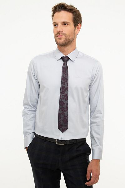 Pierre Cardin Γκρι Slim Fit Basic πουκάμισο