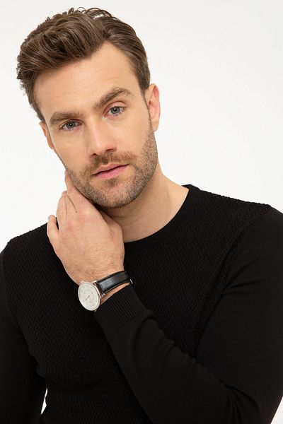 Pierre Cardin Мъжки черен тесен пуловер G021GL0TK.000867207