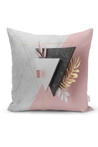 Realhomes غطاء وسادة رمي ثلاثي الأبعاد مطبوع رقميًا بنمط رخامي مثلث حديث