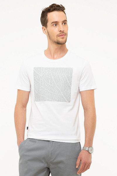 Pierre Cardin Λευκό T-shirt Slim Fit Crew Neck