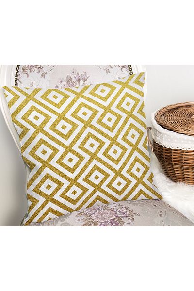 Realhomes Husă de pernă cu design special cu model geometric de culoare aurie