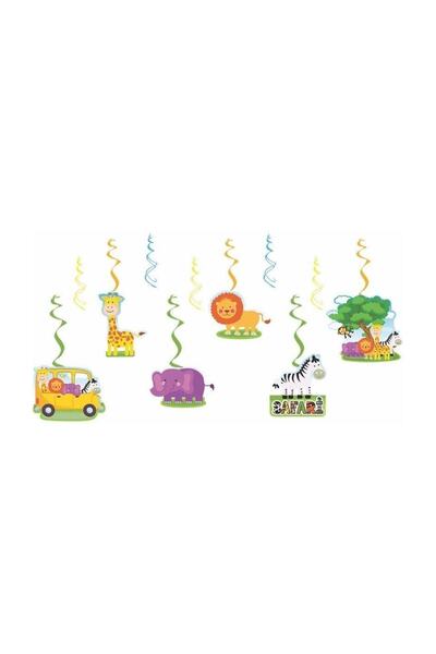 Parti dolabı 6lı Safari Temalı Parti Konsepti Yaylı Uzar Süs Hayvanlar Alemi