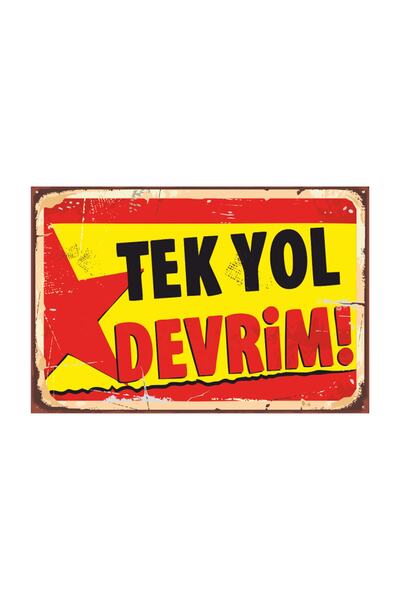 Hayat Poster Tek Yol Devrim Retro Vintage Ahşap Poster 2030007