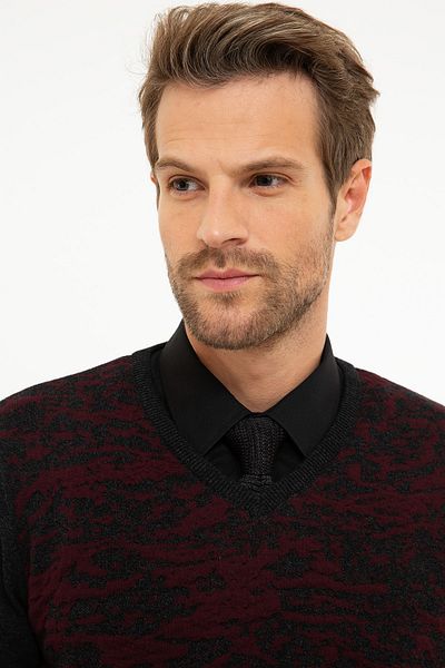 Pierre Cardin Men's Anthracite Gray Melange Slim Fit Knitwear Sweater G021GL0TK.000.867142