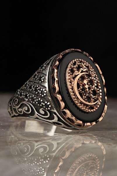 BayVog Hiç Yazılı Oniks Taşlı Gümüş Yüzük